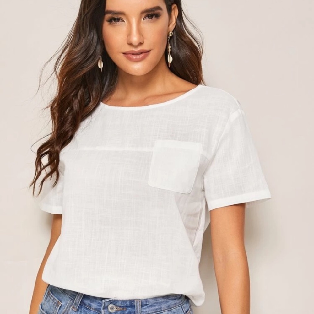white pocket tee